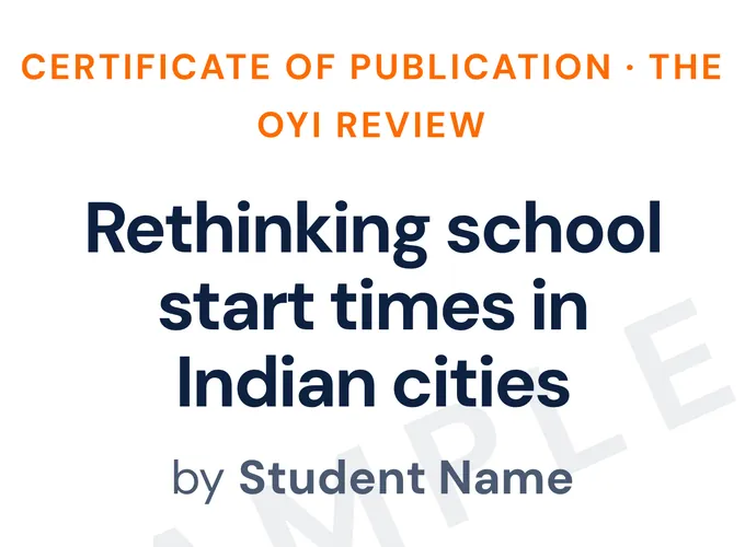 Sample certificate of publication from The OYI Review for the same paper